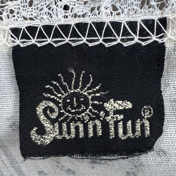 Vintage Sun n Fun Cottagecore Prairie Short Sleeve Floral Print Lace Size Large - Picture 8 of 8